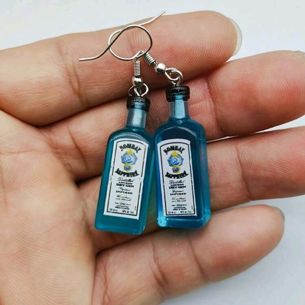 Chic Bombay Sapphire Blue Bottle Earrings
